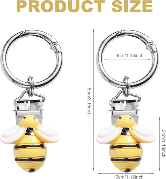 2pcs Hat Holder for Travel on Bag, Cute Bee Shape Hat Clips Resin and Zinc Alloy Fastener Clips for Backpacks Wallets Luggage Practical Travel Accessories (Yellow)