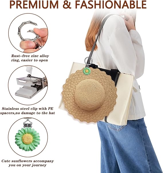 2Pcs Hat Clip for Travel on Bag - Beach Cruise Essentials Accessory for Handbag Backpack Luggage Purse Travel