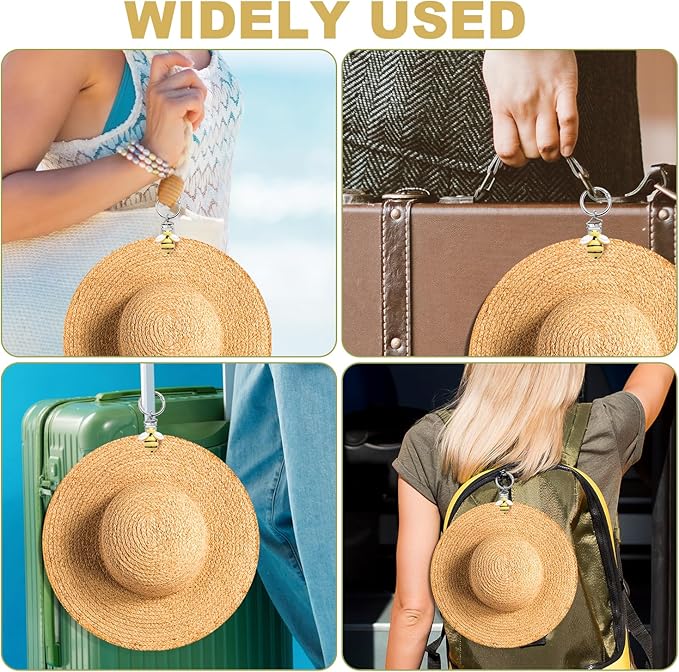 2pcs Hat Holder for Travel on Bag, Cute Bee Shape Hat Clips Resin and Zinc Alloy Fastener Clips for Backpacks Wallets Luggage Practical Travel Accessories (Yellow)