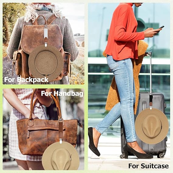3 Pcs Hat Clips for Travel Handbag Backpack Luggage,Elastic Clip Hat Companion for Women,Outdoor Travel Accessory