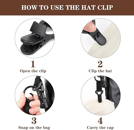 Hat Clip for Travel on Bag - 2 Pack, Vacation Beach Cruise Essentials Accessory for Travel Handbag Backpack Luggage