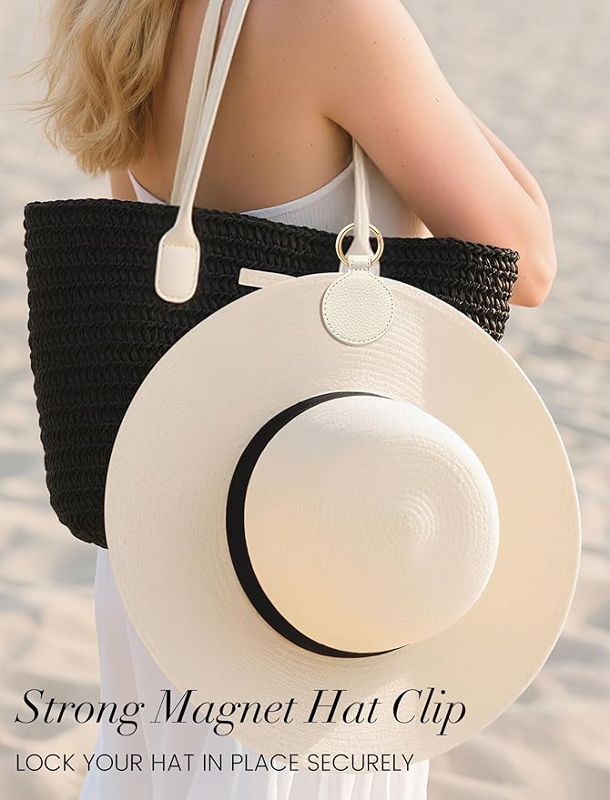 Magnetic Hat Clip for Travel on Bag - Magnet Storage Hook, Vacation Traveling Essentials Accessory Beige