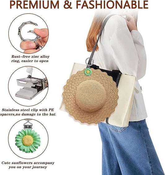 2Pcs Hat Clip for Travel on Bag - Beach Cruise Essentials Accessory for Handbag Backpack Luggage Purse Travel