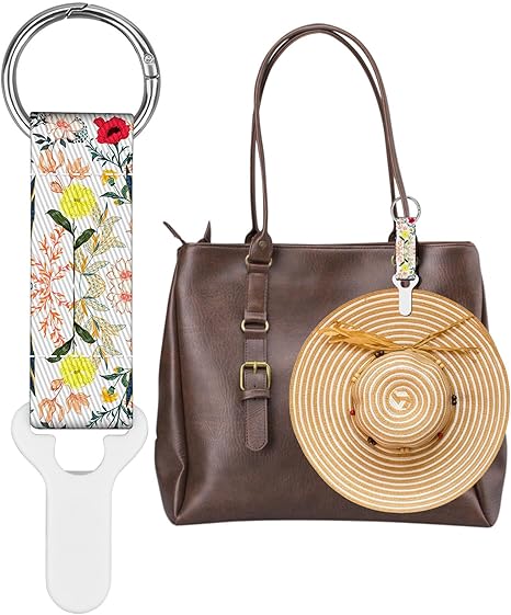 2 pcs hat clip for travel on bag, beach vacation essentials, essential accessories for travel handbags, backpacks and luggage (White flowers)