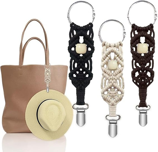 3Pcs Cotton Hat Clips for Travel, Knitting Hat Clip for Bag Backpack Luggage, Beach Vacation Cruise Essentials