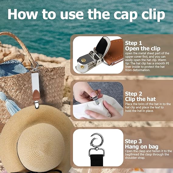 3 Pcs Hat Clips for Travel Handbag Backpack Luggage,Elastic Clip Hat Companion for Women,Outdoor Travel Accessory