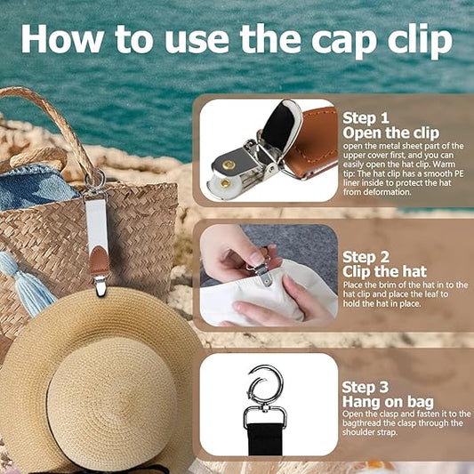3 Pcs Hat Clips for Travel Handbag Backpack Luggage,Elastic Clip Hat Companion for Women,Outdoor Travel Accessory