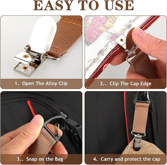 4Pcs Travel Hat Clip Elastic Hat Holder for Purse Hands-Free Bag Accessory for Traveling Bags Backpacks Purses Luggage Outdoor Travel Accessory