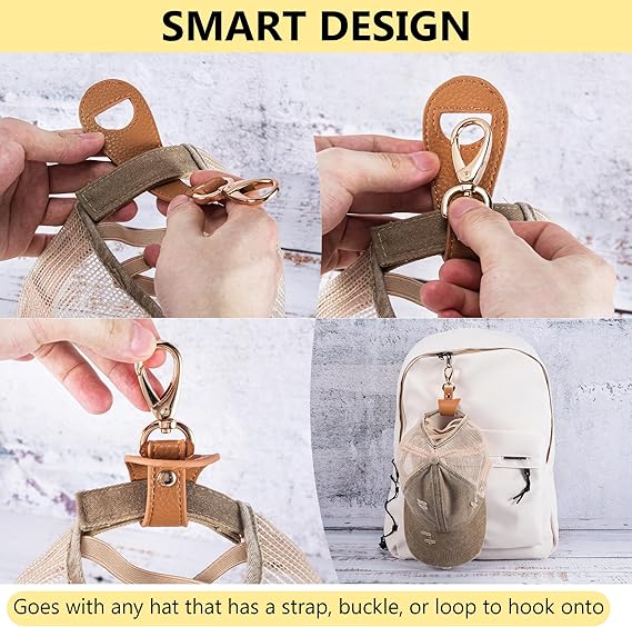 Hat Clip for Travel, Hands-Free Bag, Backpack, Purse, and Hiking Gear Clip-on Holder Strap for Baseball, Snapback, and Ponytail Caps